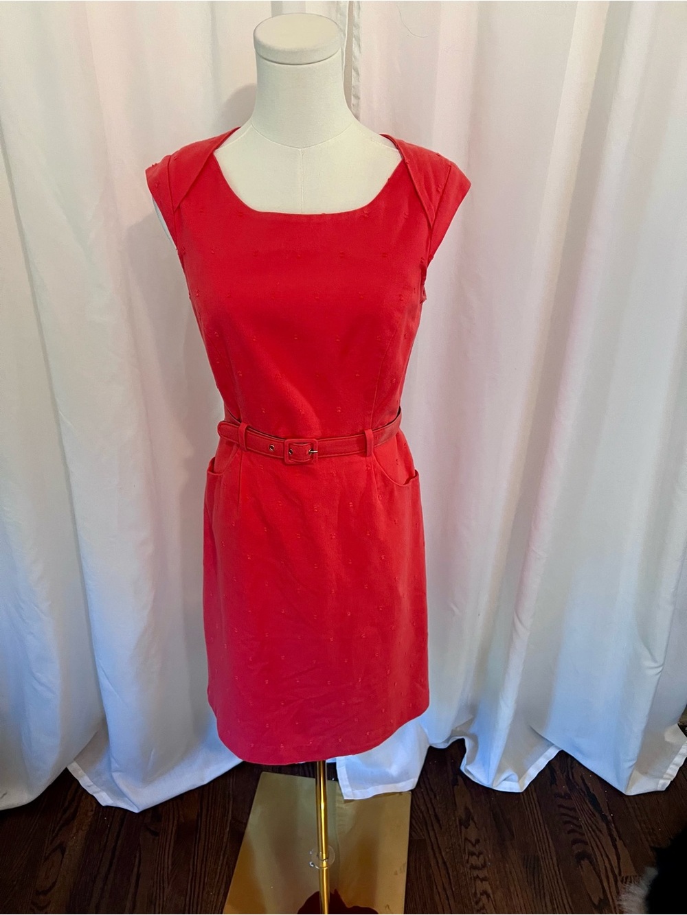 Merona Red Belted Cap-Sleeve Dress